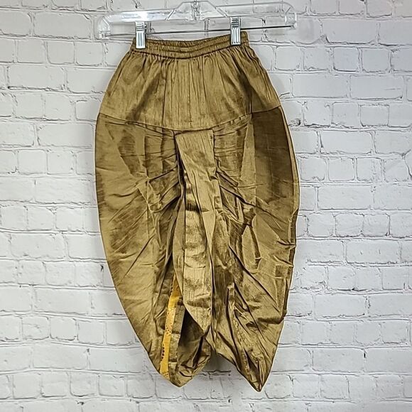 Golden Dupion Silk Kids Dhoti Kurta Pajama Boys Size 4 Ethnic Indian Wedding 2pc - Picture 9 of 15